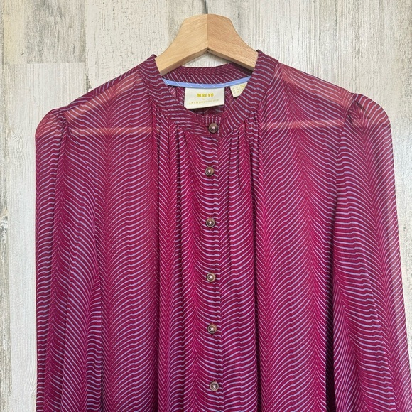 Anthropologie Maeve Imogen Long Sheer Button Front Tunic Top Size 6 - Picture 7 of 14